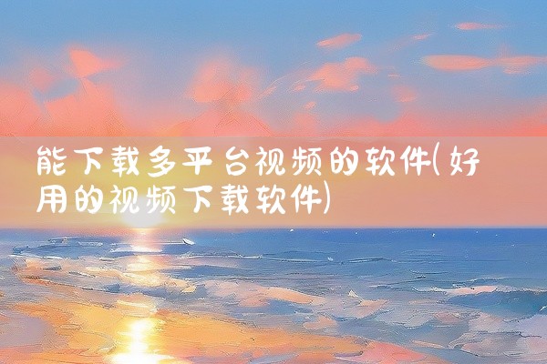 能下载多平台视频的软件